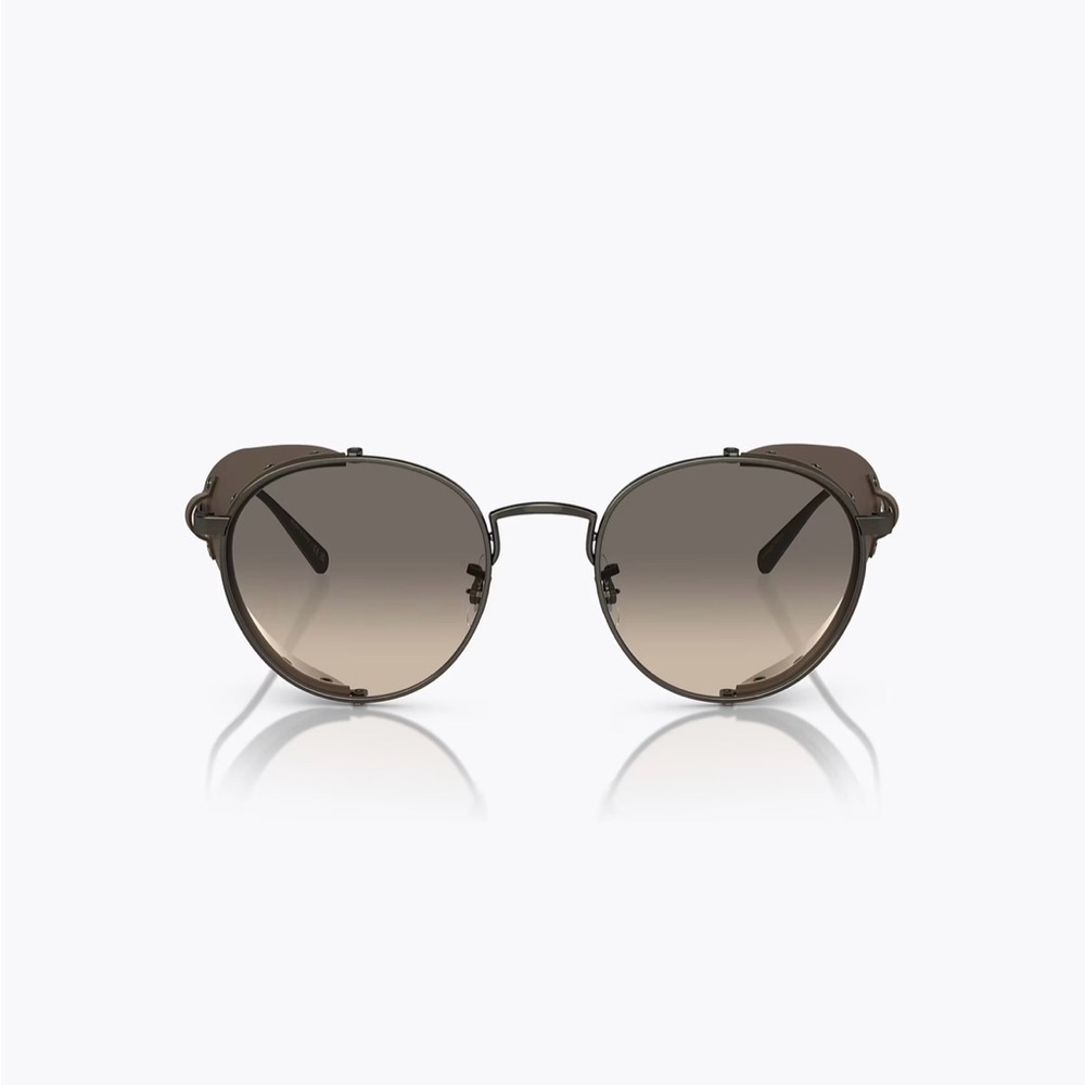 Oliver Peoples x Brunello Cucinelli Cesarino L brown leather sunglasses round
